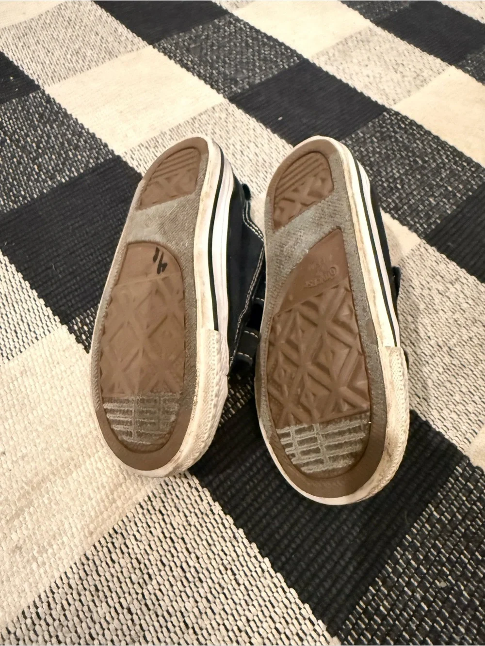 Converse All Star Toddler Black Canvas Sneakers with straps GUC Size 8